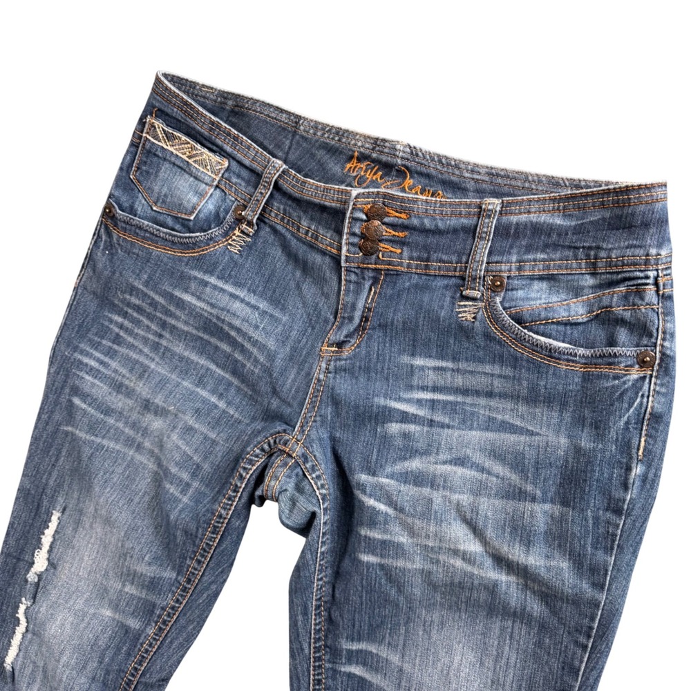 Ariya Y2K Low Rise Flare Jean 13/14 Y2K Distressed Indie Sleaze Fairy‎ Grunge - Picture 7 of 13